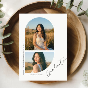 Cartão Postal Foto de Formatura Anúncio Moderno Preto e Branco