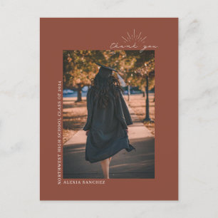 Cartão Postal Foto de Formatura Arte em Linha de Terracota Obrig