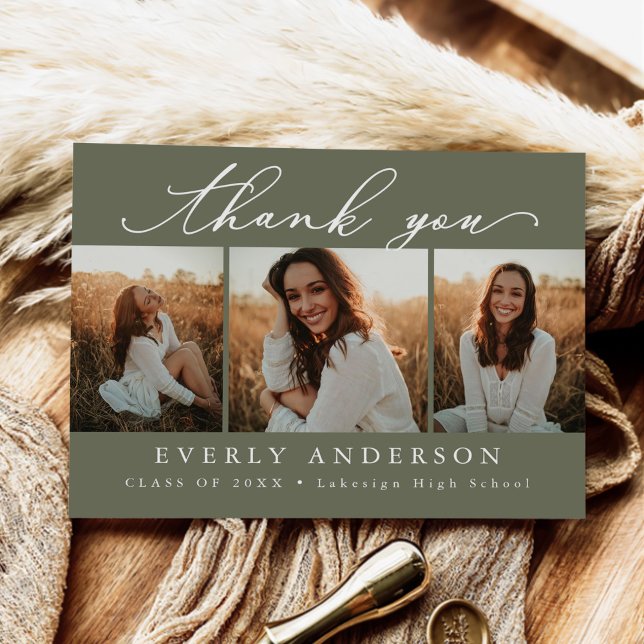 Cartão Postal Foto de Formatura Obrigado com Letra Moderna (Criador carregado)