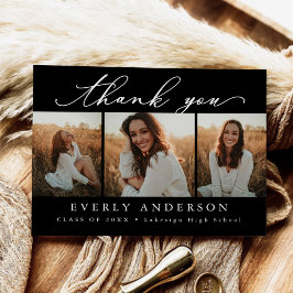 Cartão Postal Foto de Formatura Obrigado com Letra Moderna