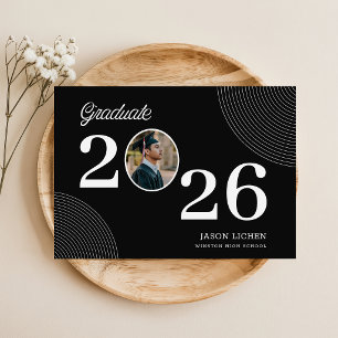 Cartão Postal Foto de Formatura Preto e Branco Agradecimento de 