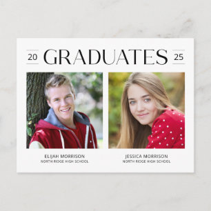 Cartão Postal Foto de graduação conjunta de dois Formandos mod