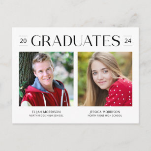 Cartão Postal Foto de graduação conjunta de dois Formandos moder