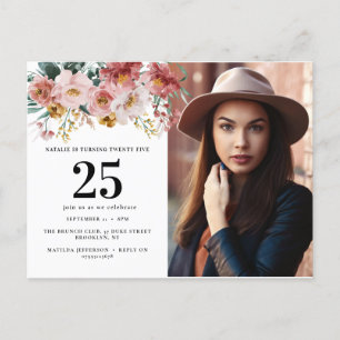 Cartão Postal Foto de idade floral em aquarela feminina editável