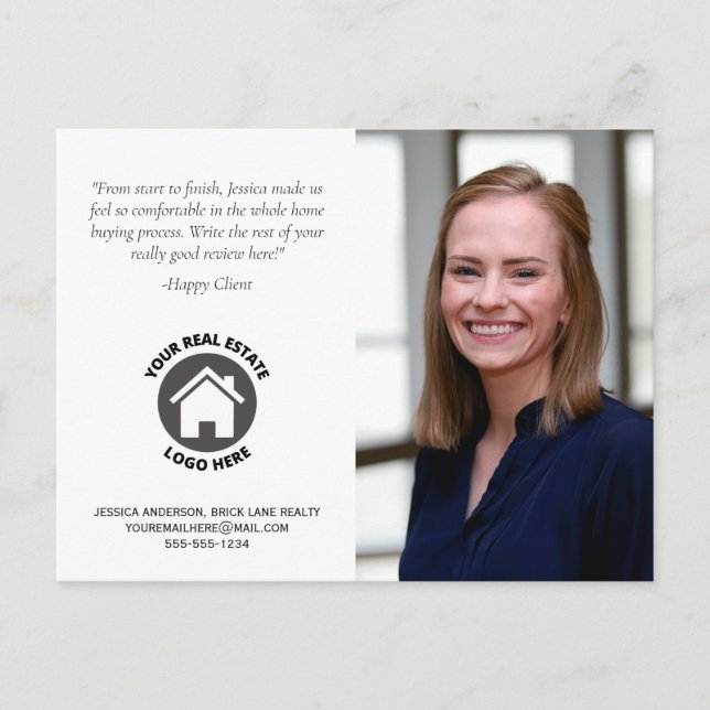 Cartão Postal Foto de Informações de Contato de Revisão do Clien (Frente)