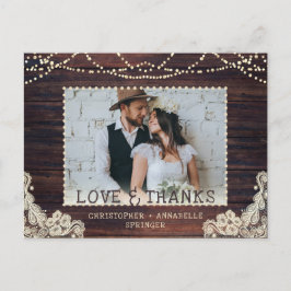 Cartão Postal Foto de Luzes de Corda Rústica de Casamento Obriga