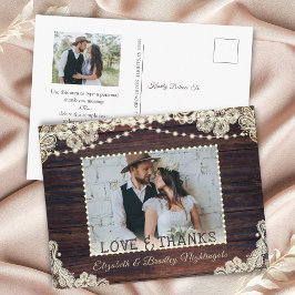 Cartão Postal Foto de Luzes de Corda Rústica de Casamento Obriga