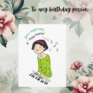 Cartão Postal Foto de menina de desenho animado fofo cantando mú