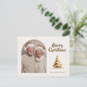 Cartão Postal Foto de Natal da Família Alegre   Férias Personali