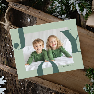 Cartão Postal Foto de Natal da JOY Moderna   Família Verde