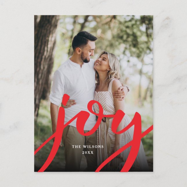 Cartão Postal Foto de Natal de Alegria Simples (Frente)