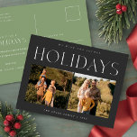 Cartão Postal Foto de Natal Elegante | Dia de Natal da Família M<br><div class="desc">Celebre a temporada de festas com esta Elegante Foto de Natal | Cartão-postal da família moderna. Apresentando um design limpo e minimalista,  esta placa mostra lindamente seus momentos familiares favoritos com duas fotos.</div>
