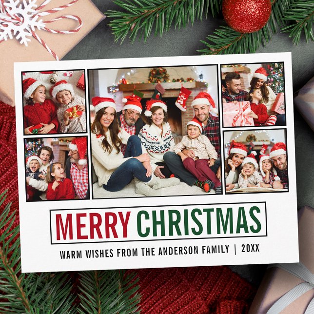 Cartão Postal Foto de Natal Moderno 5 (Customize to change your personalized text size or text style.)
