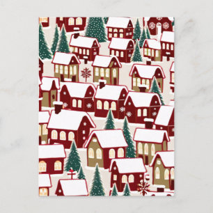 Cartão Postal Foto de neve da vila de Natal