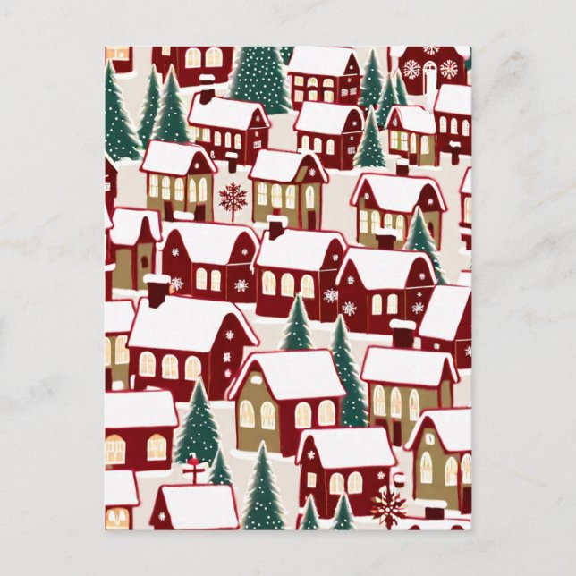 Cartão Postal Foto de neve da vila de Natal (Frente)