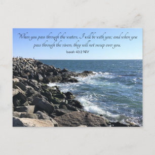 Cartão Postal Foto de Ocean Through the Waters Isaiah 43:2 Blue