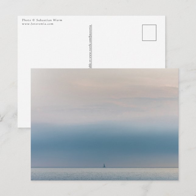 Cartão Postal Foto de Paisagem Marítima de Barco à Vela (Frente/Verso)