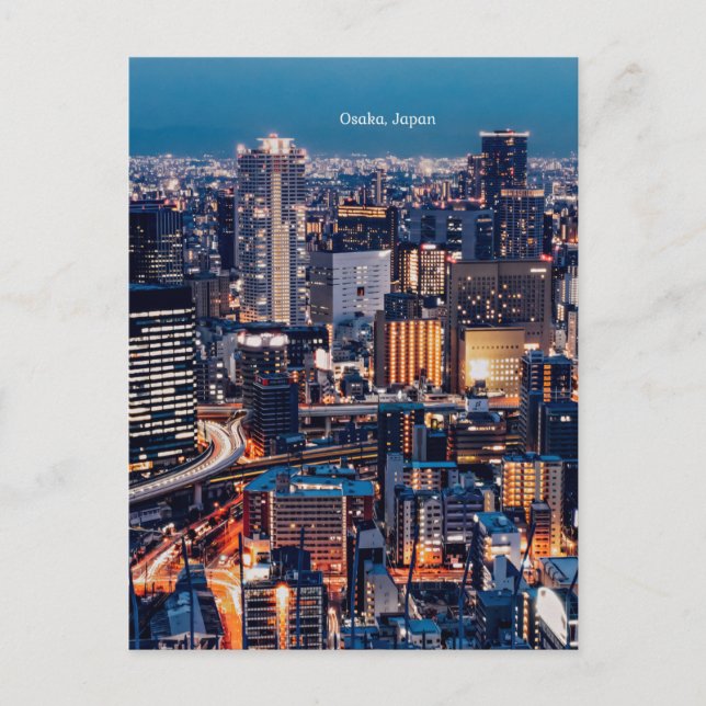 Cartão Postal Foto de paisagem urbana de Osaka no Japão (Frente)