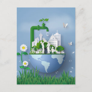 Cartão Postal Foto de Papercut Earth Conservation Faucee & City