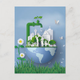 Cartão Postal Foto de Papercut Earth Conservation Faucee & City