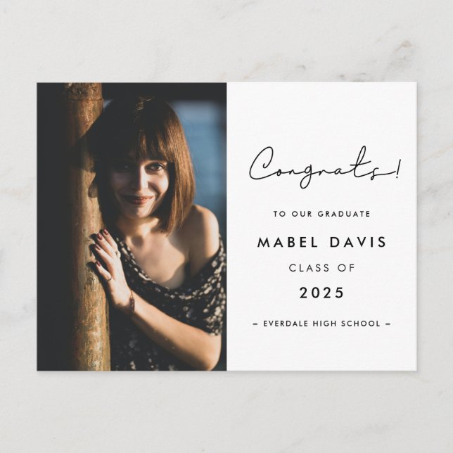 Cartão Postal Foto de Parabéns manuscritas minimalistas (Frente)