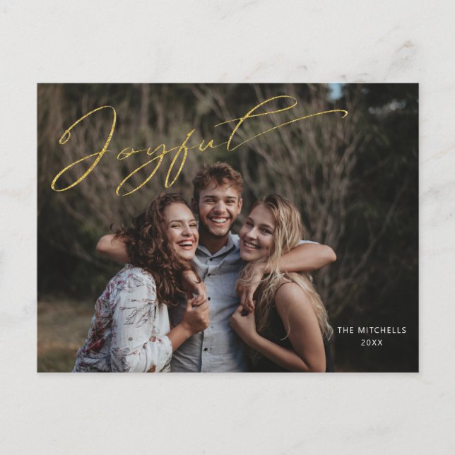 Cartão Postal Foto de Script de Caligrafia Dourada moderna (Frente)