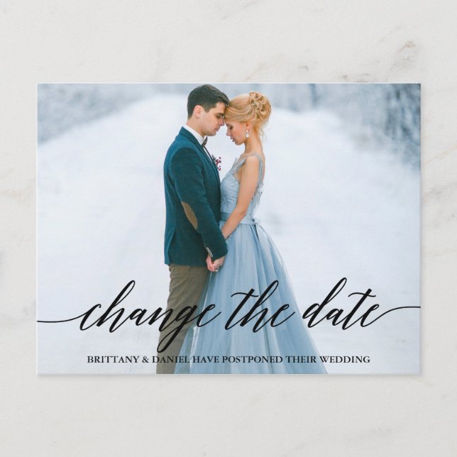 Cartão Postal Foto De Script De Caligrafia Moderna Altera A Data (Frente)