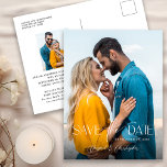 Cartão Postal Foto De Sobreposição De Texto Moderno Salva A Data<br><div class="desc">Esta 2 foto salve a data do cartão postal apresenta o texto moderno do script que aparece na foto. O design oferece 2 fotos e texto personalizado para todos os seus detalhes.</div>