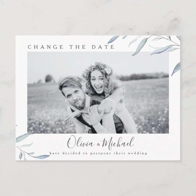 Cartão Postal Foto de verde azul empoeirado muda a data (Frente)