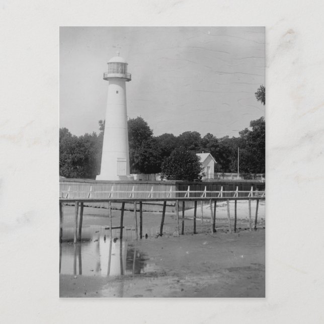 Cartão Postal Foto de Vintage de Biloxi Lighthouse (Frente)