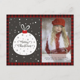 Cartão Postal Foto de Xadrez Buffalo Xmas Ano NovoFolk Art Baubl