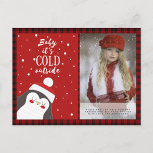 Cartão Postal Foto de Xadrez de Buffalo Xmas Ano Novo Art Pingui