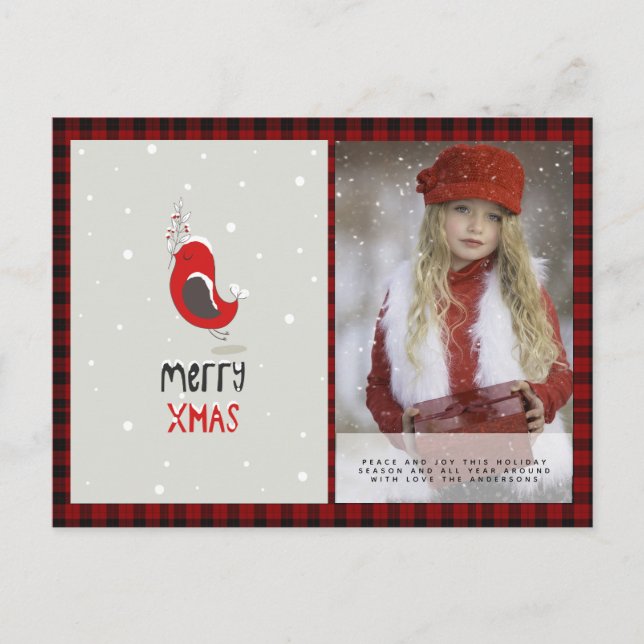 Cartão Postal Foto de Xadrez de Buffalo Xmas Ano Novo Folkart Re (Frente)