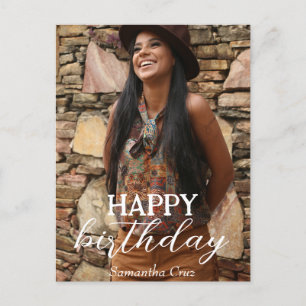 Cartão Postal Foto Divertida e Estilosa de Aniversário Simples P