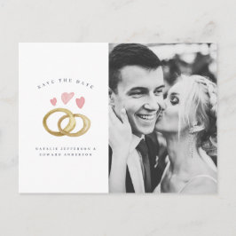 Cartão Postal foto do anel de casamento da rustic watercolor sal