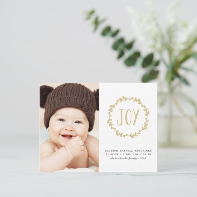 Cartão Postal Foto do Anúncio de Nascimento de Férias Douradas e (Em pé/Frente)