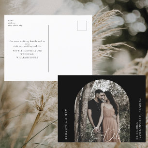 Cartão Postal Foto do arco preto contemporâneo Salvar a data