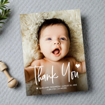 Foto do bebê Obrigado Cardíaco Anúncio de Nascimen