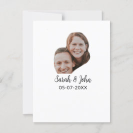 Cartão Postal Foto do casal com nome e data de casamento simples