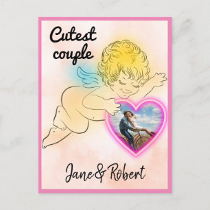 Cartão Postal Foto do casal Cupid salvar a data