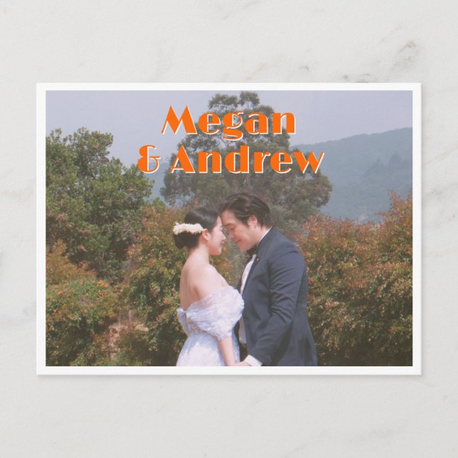 Cartão Postal Foto do casamento Reto (Frente)
