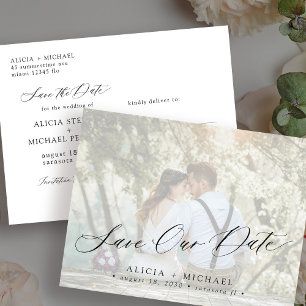 Cartão Postal Foto do casamento simples e elegante moderno salva