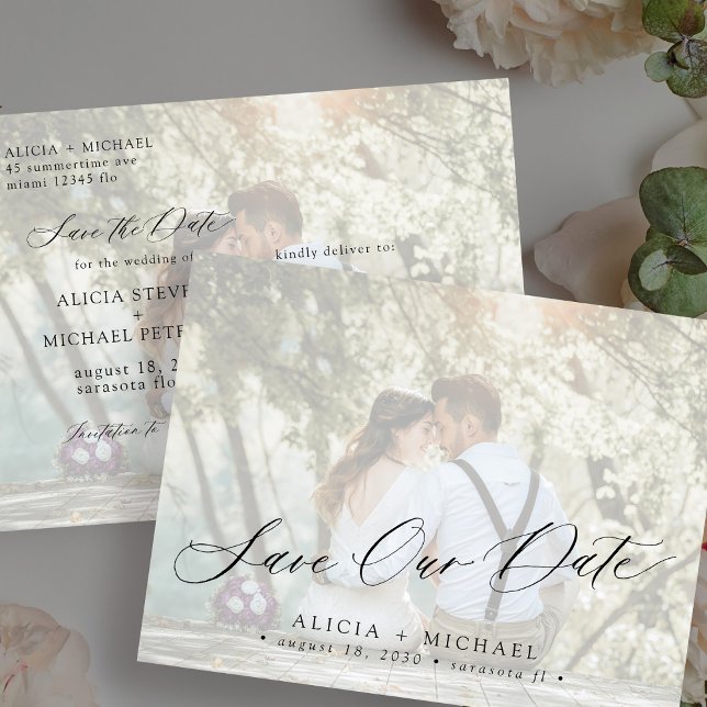 Cartão Postal Foto do casamento simples e elegante moderno salva (Criador carregado)