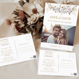 Cartão Postal Foto do Casamento vintage Elegante White e de Rosa