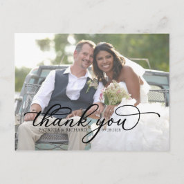 Cartão Postal Foto do Elegante Black Script Obrigado