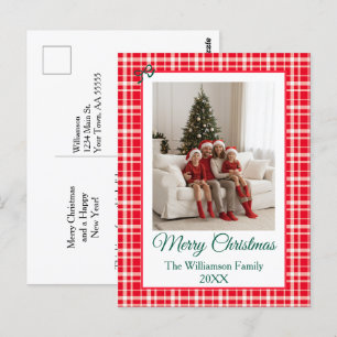 Cartão Postal Foto do estilo Buffalo Check Foto Feliz Natal