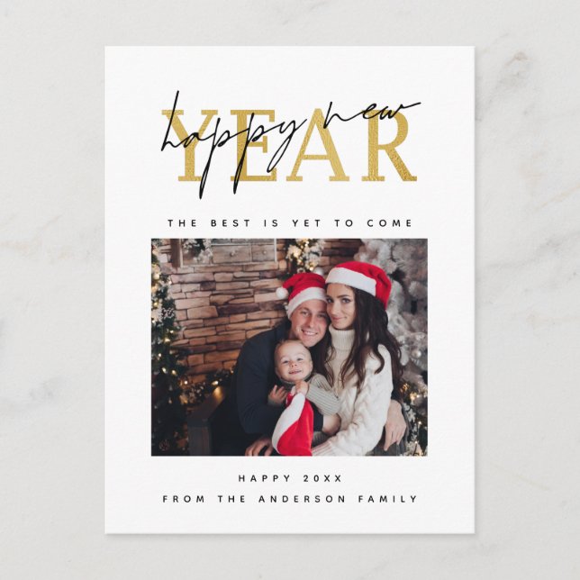 Cartão Postal Foto do feliz ano novo (Frente)