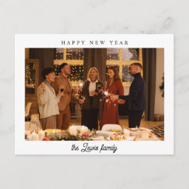 Cartão Postal Foto do Feliz ano novo branco minimalista