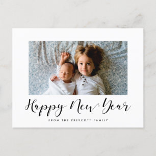 Cartão Postal Foto do Feliz ano novo de caligrafia elegante