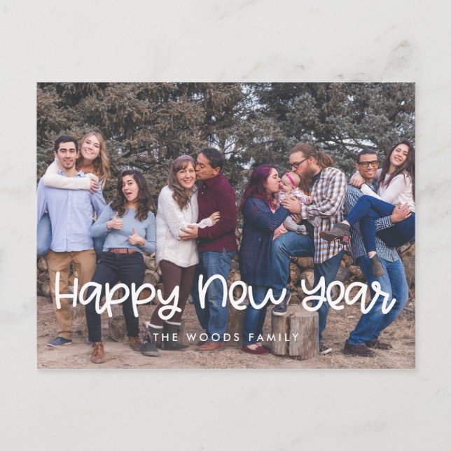 Cartão Postal Foto do feriado do Feliz ano novo (Frente)